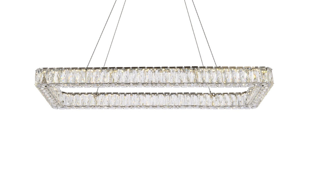 42 Inch Led Single Rectangle Pendant In Chrome