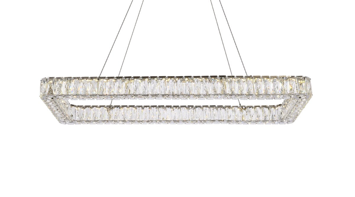 42 Inch Led Single Rectangle Pendant In Chrome