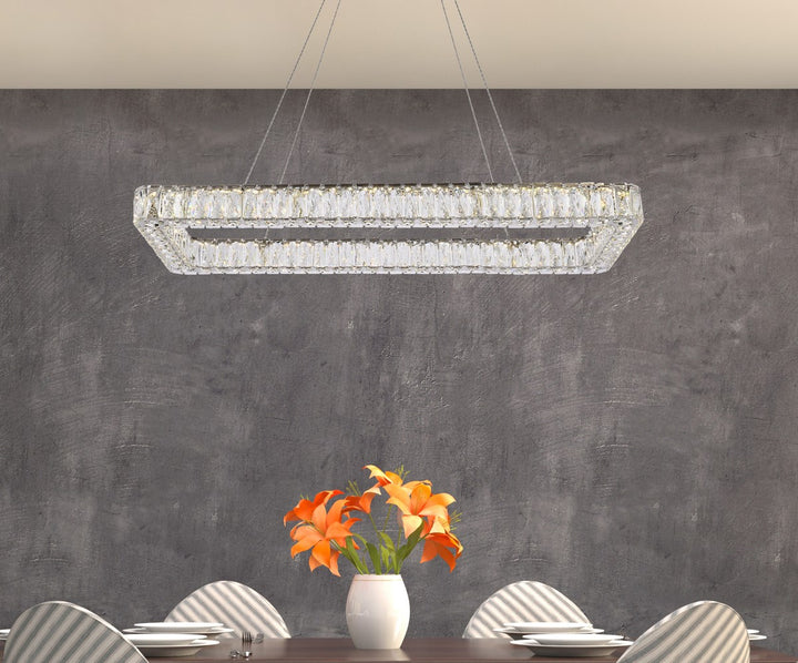 42 Inch Led Single Rectangle Pendant In Chrome
