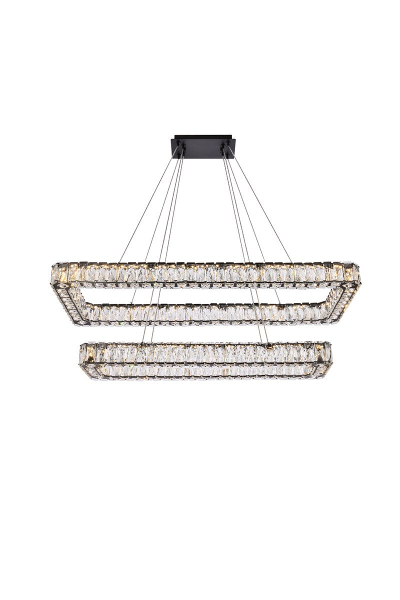 42 Inch Led Double Rectangle Pendant In Black by Elegant Lighting
