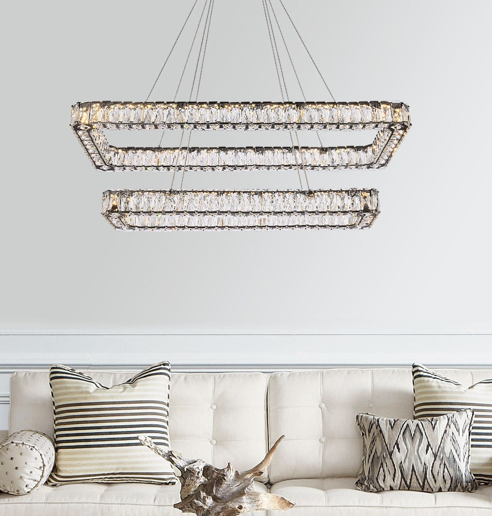 42 Inch Led Double Rectangle Pendant In Black