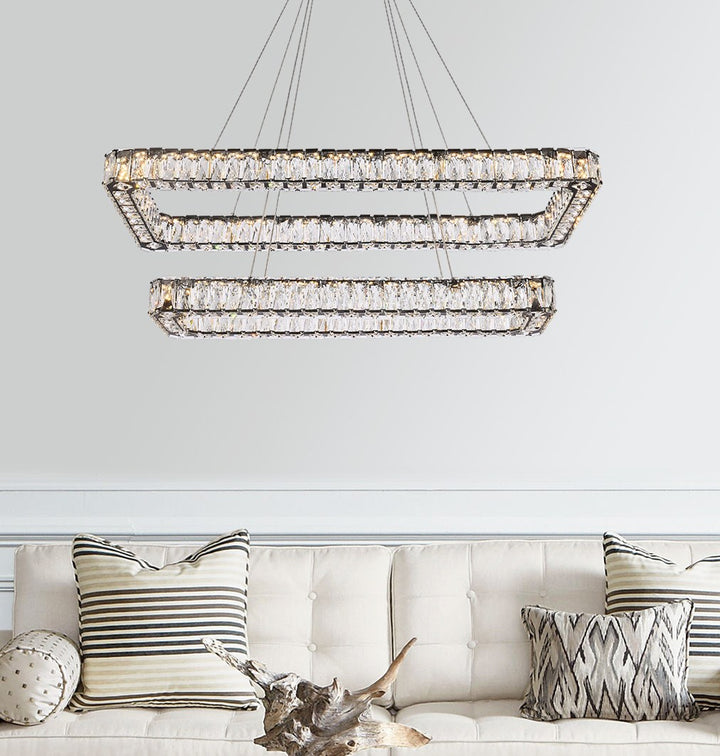 42 Inch Led Double Rectangle Pendant In Black