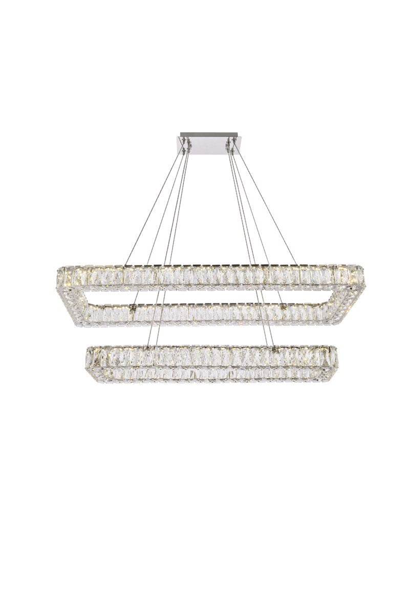 42 Inch Led Double Rectangle Pendant In Chrome by Elegant Lighting