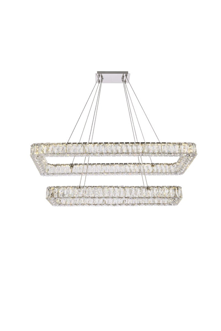 42 Inch Led Double Rectangle Pendant In Chrome by Elegant Lighting