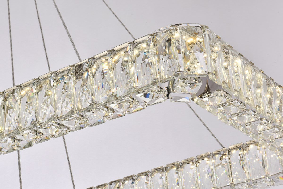 42 Inch Led Double Rectangle Pendant In Chrome