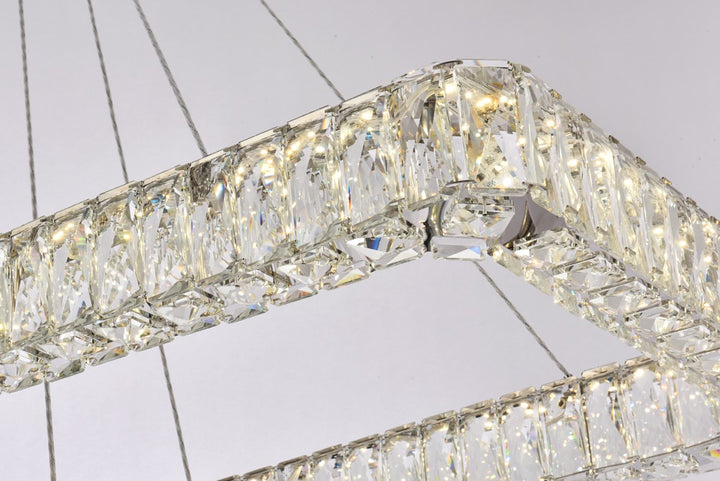 42 Inch Led Double Rectangle Pendant In Chrome