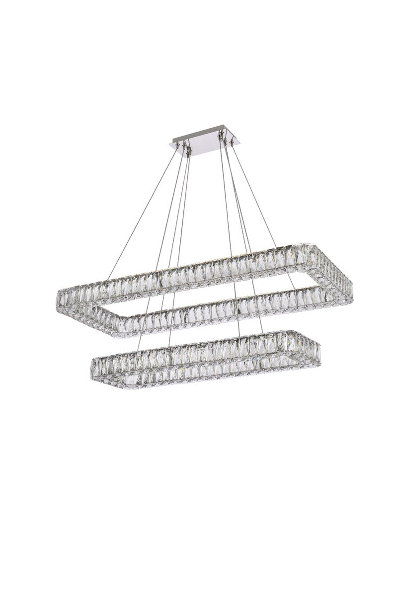 42 Inch Led Double Rectangle Pendant In Chrome