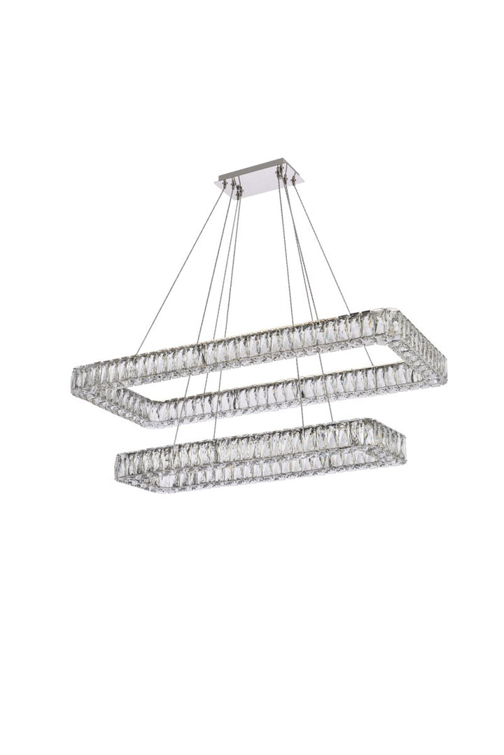 42 Inch Led Double Rectangle Pendant In Chrome