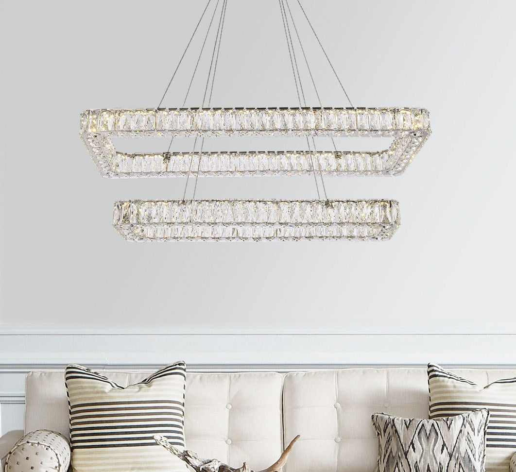 42 Inch Led Double Rectangle Pendant In Chrome