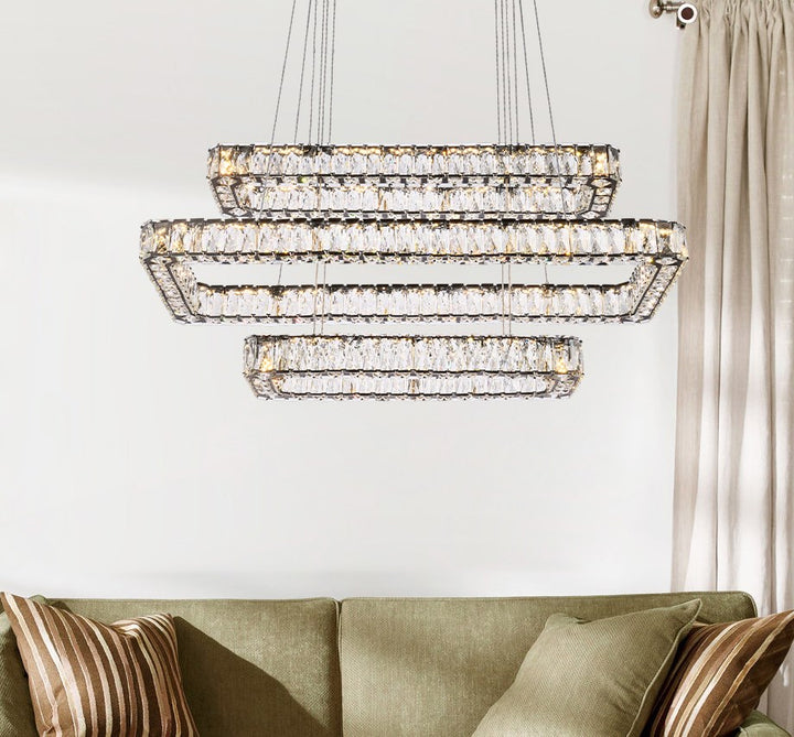 42 Inch Led Triple Rectangle Pendant In Black