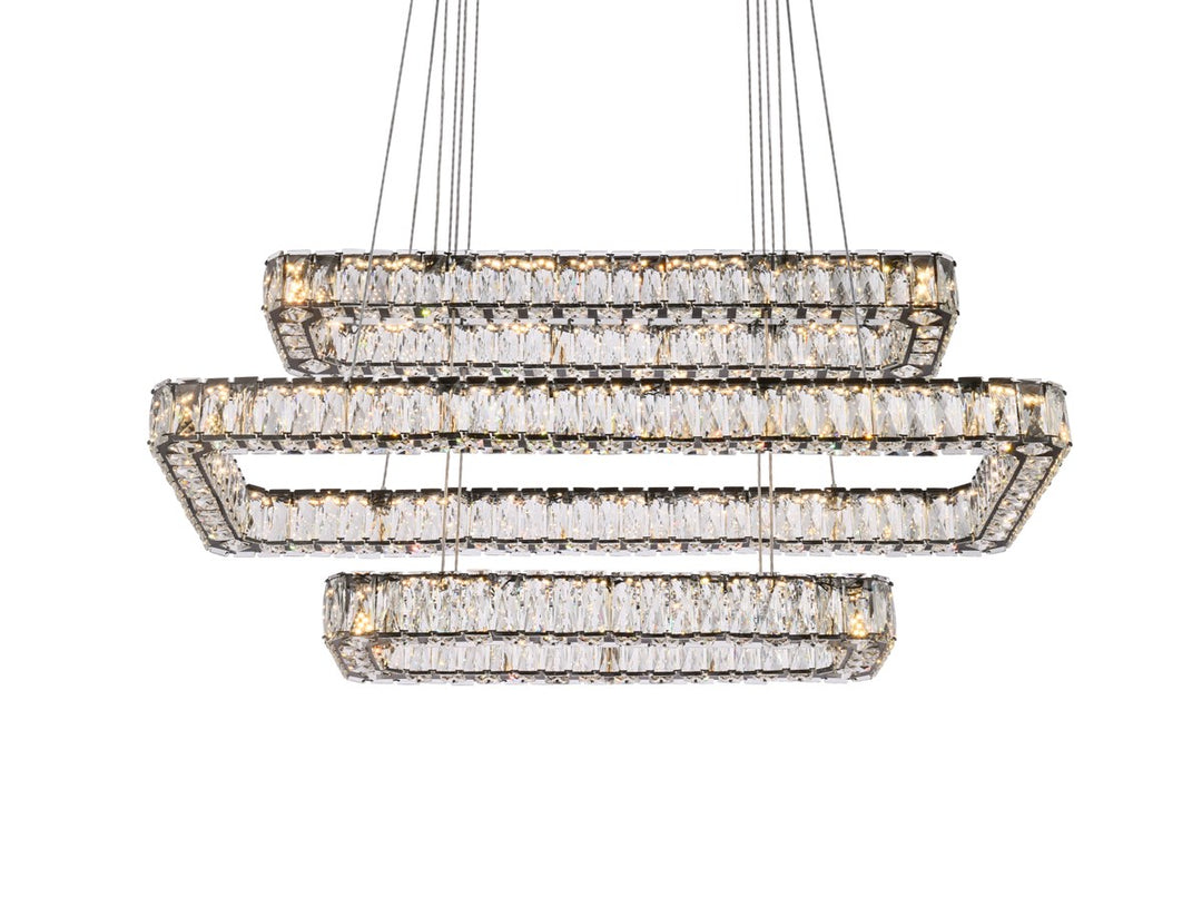 42 Inch Led Triple Rectangle Pendant In Black