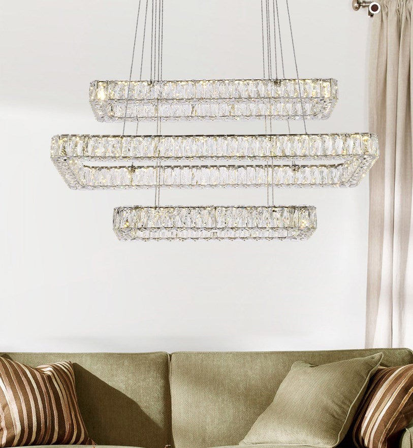 42 Inch Led Triple Rectangle Pendant In Chrome