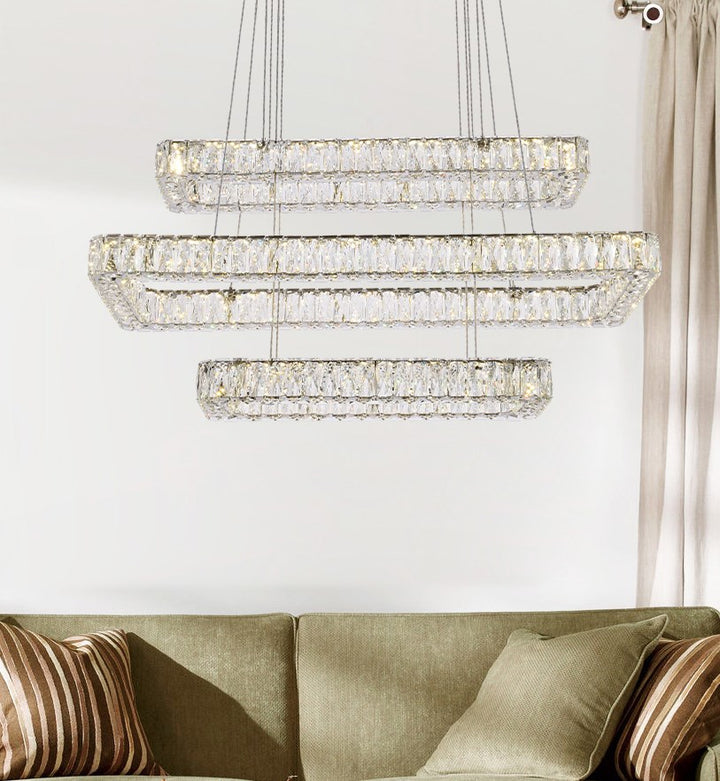 42 Inch Led Triple Rectangle Pendant In Chrome