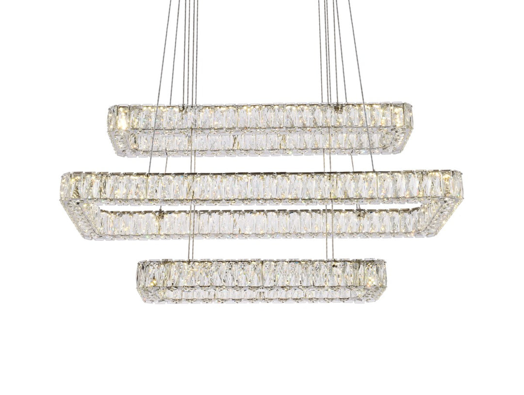 42 Inch Led Triple Rectangle Pendant In Chrome