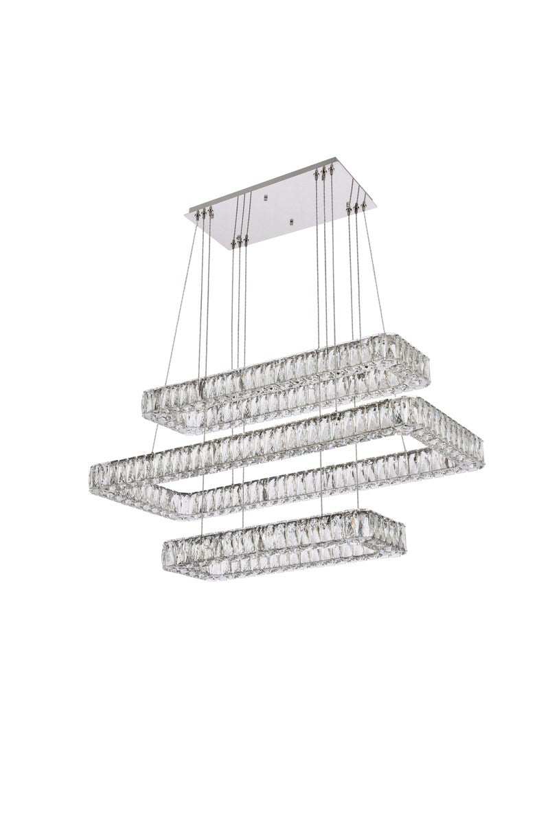42 Inch Led Triple Rectangle Pendant In Chrome