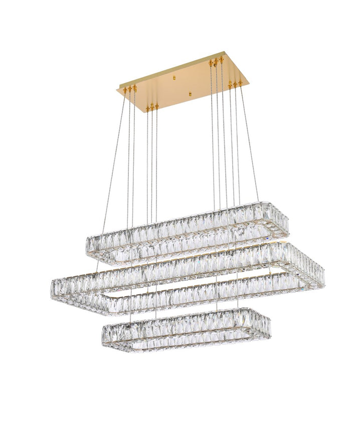42 Inch Led Triple Rectangle Pendant In Gold