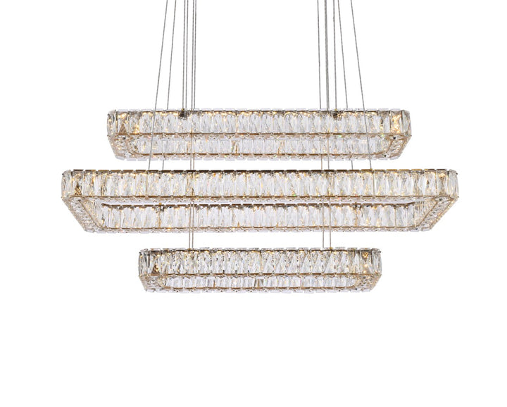 42 Inch Led Triple Rectangle Pendant In Gold