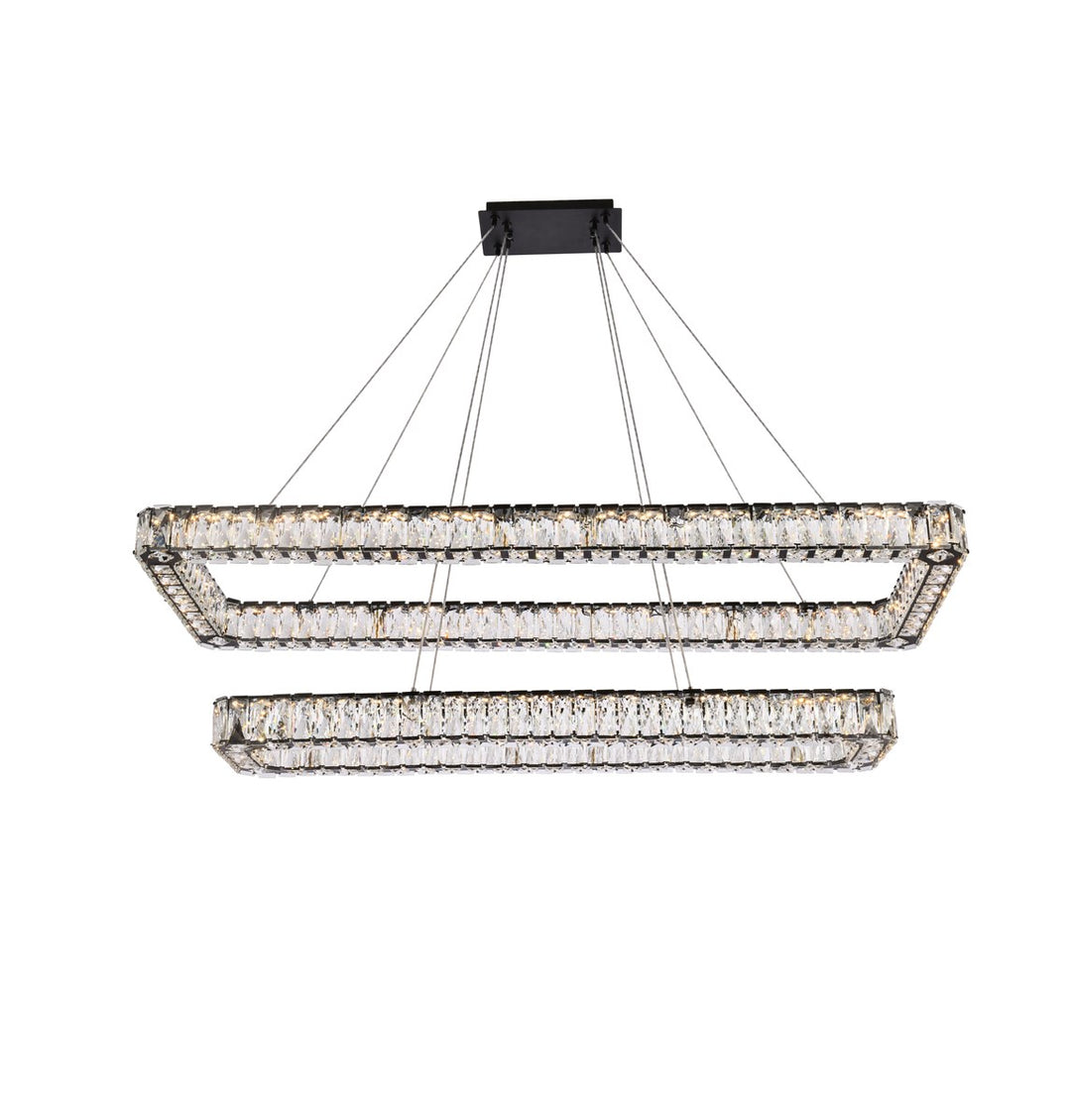 50 Inch Led Double Rectangle Pendant In Black by Elegant Lighting