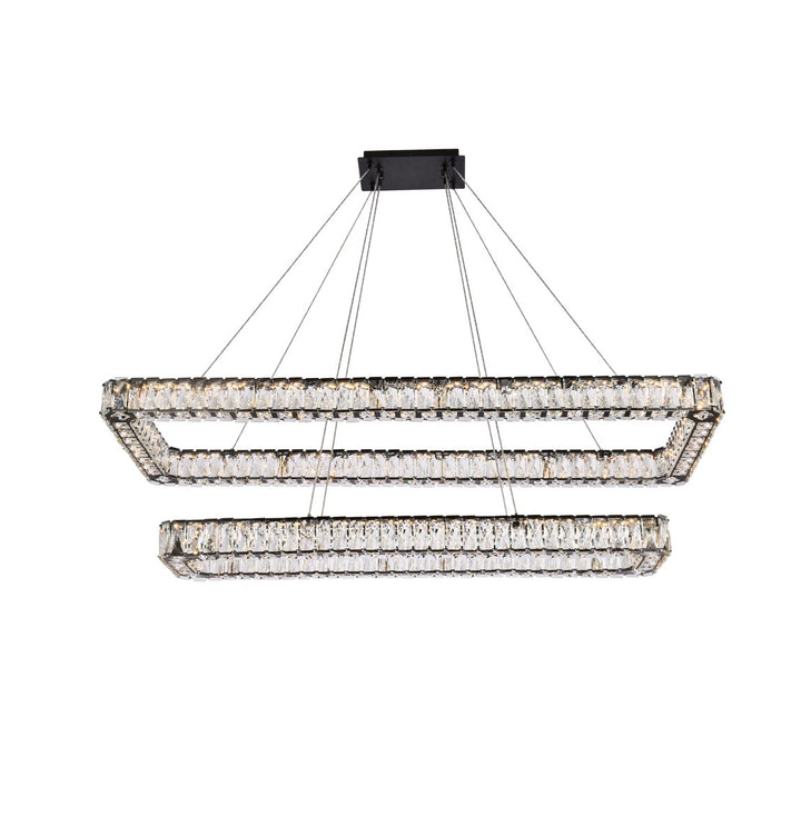 50 Inch Led Double Rectangle Pendant In Black by Elegant Lighting