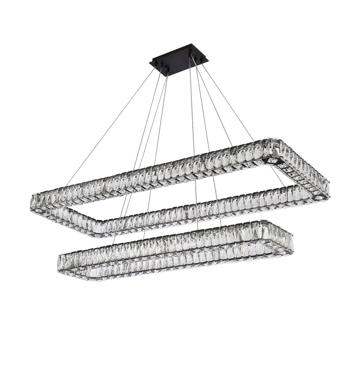 50 Inch Led Double Rectangle Pendant In Black