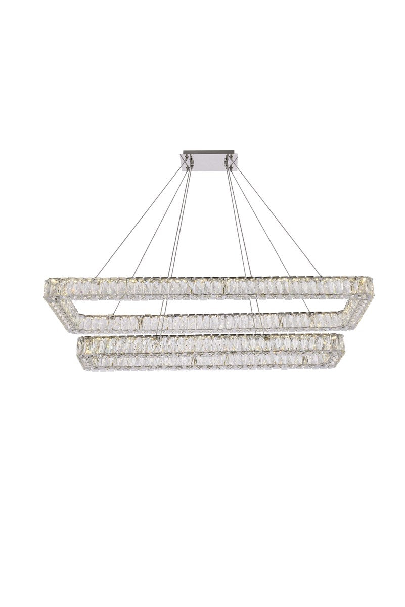 50 Inch Led Double Rectangle Pendant In Chrome by Elegant Lighting