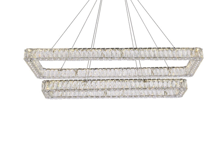 50 Inch Led Double Rectangle Pendant In Chrome