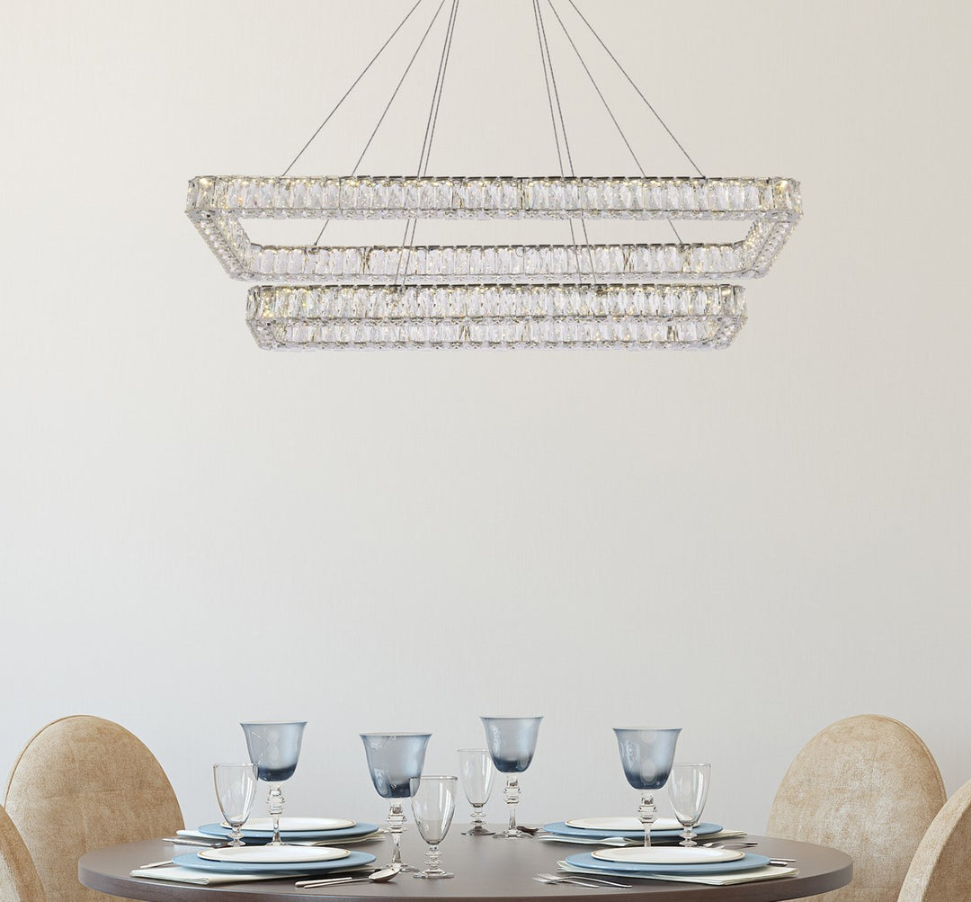 50 Inch Led Double Rectangle Pendant In Chrome