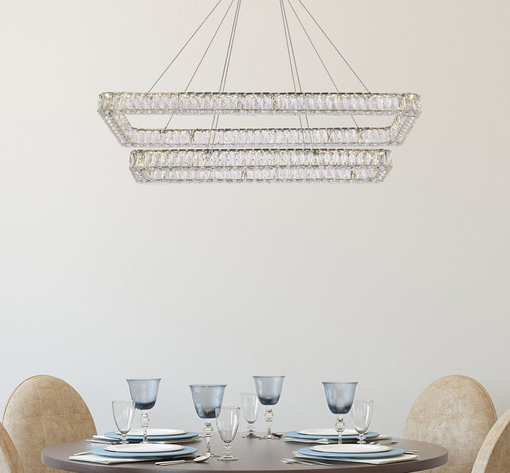50 Inch Led Double Rectangle Pendant In Chrome