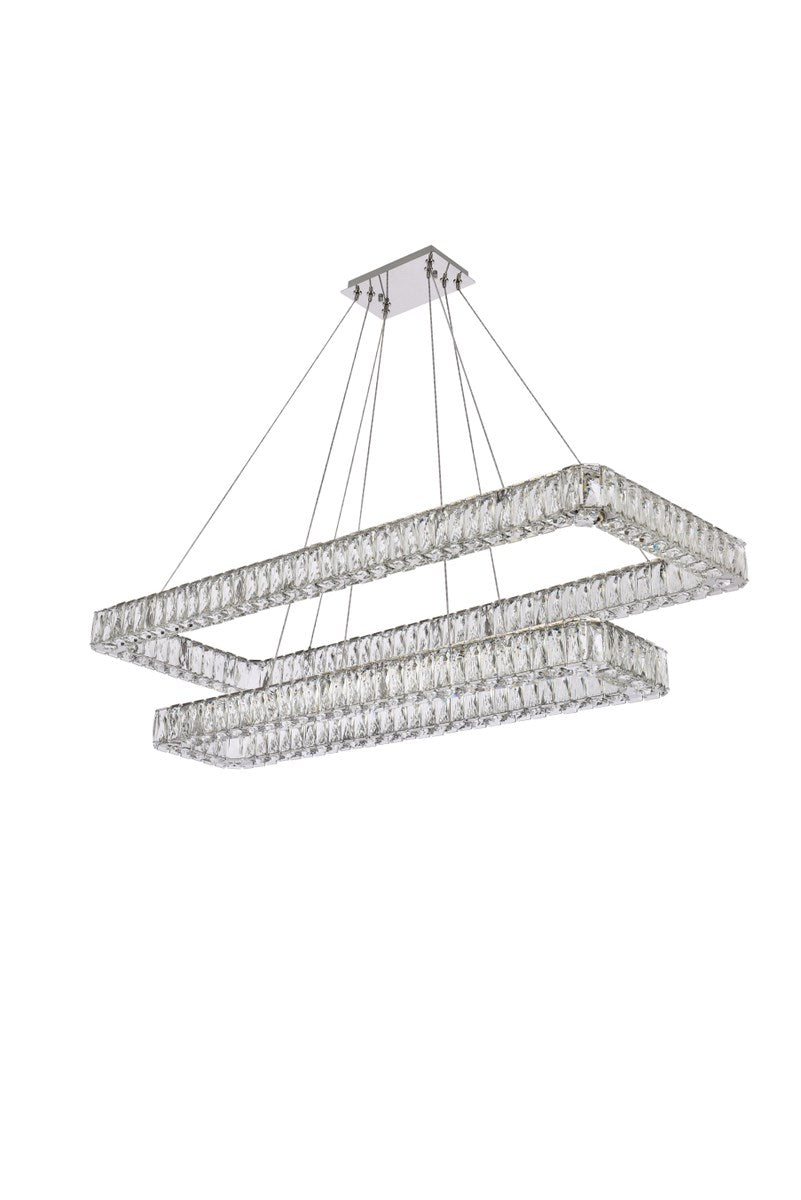 50 Inch Led Double Rectangle Pendant In Chrome