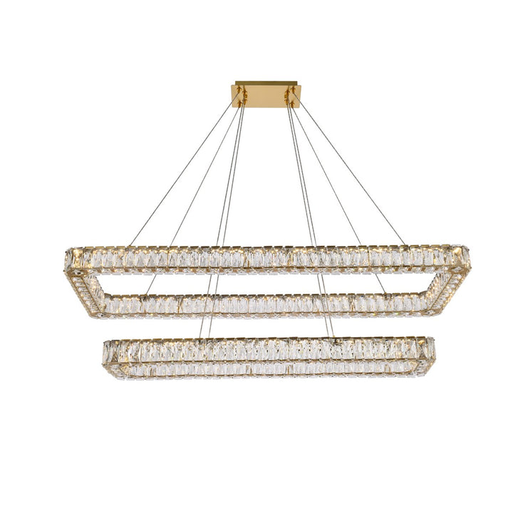 50 Inch Led Double Rectangle Pendant In Gold by Elegant Lighting