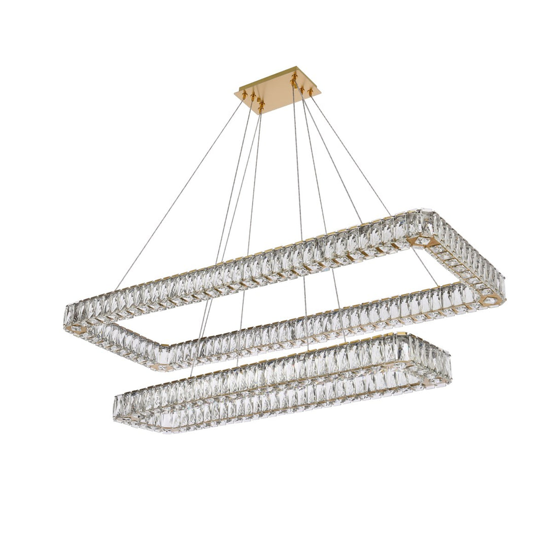 50 Inch Led Double Rectangle Pendant In Gold