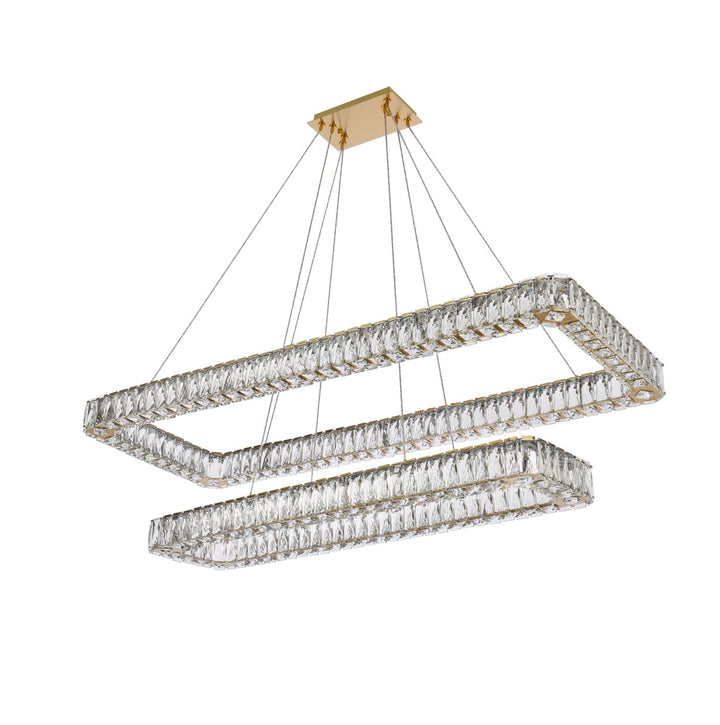 50 Inch Led Double Rectangle Pendant In Gold