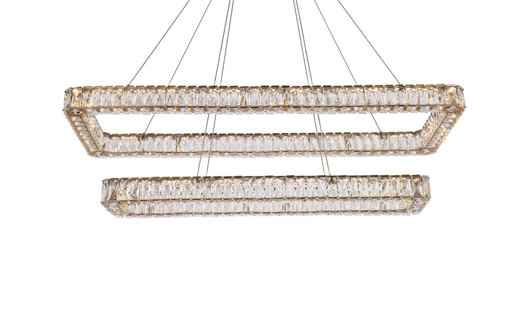 50 Inch Led Double Rectangle Pendant In Gold