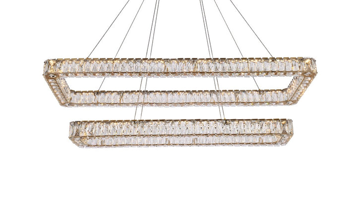 50 Inch Led Double Rectangle Pendant In Gold