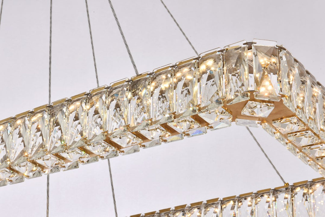50 Inch Led Double Rectangle Pendant In Gold