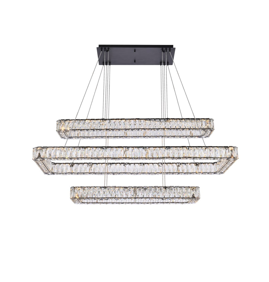 50 Inch Led Triple Rectangle Pendant In Black by Elegant Lighting