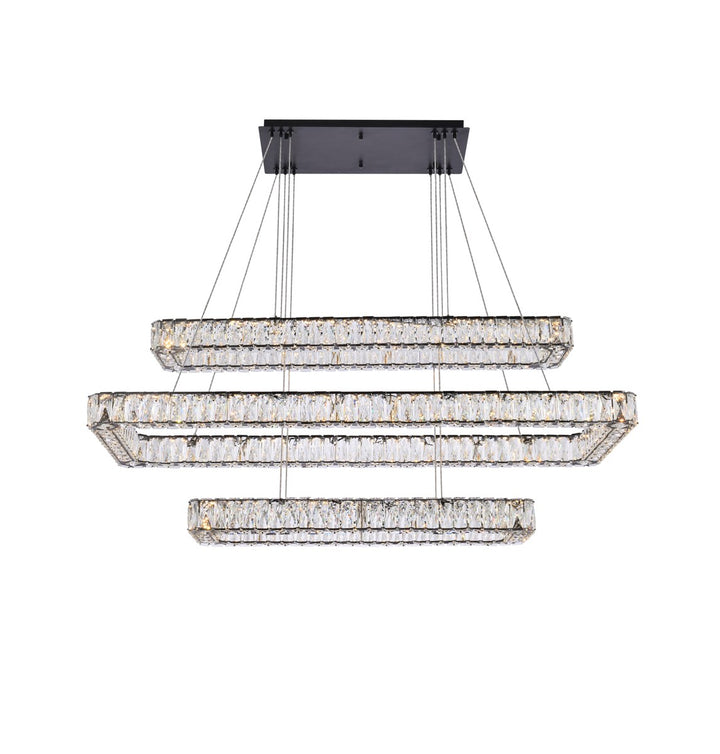 50 Inch Led Triple Rectangle Pendant In Black by Elegant Lighting