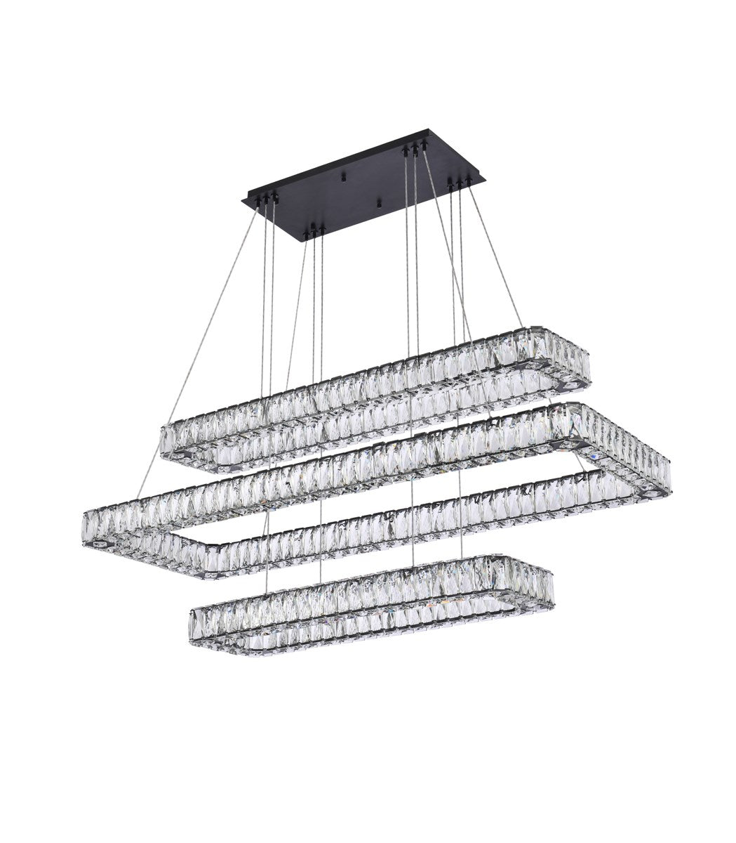 50 Inch Led Triple Rectangle Pendant In Black