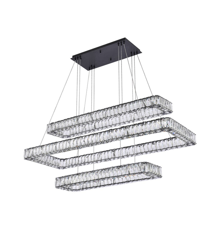 50 Inch Led Triple Rectangle Pendant In Black