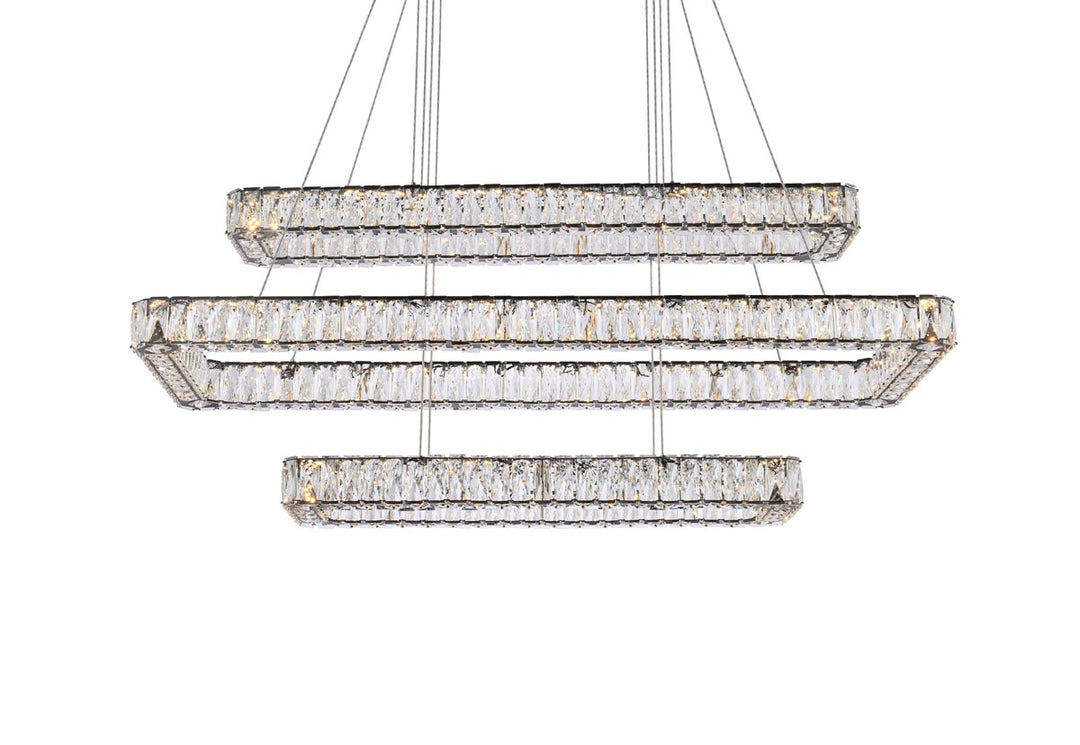 50 Inch Led Triple Rectangle Pendant In Black