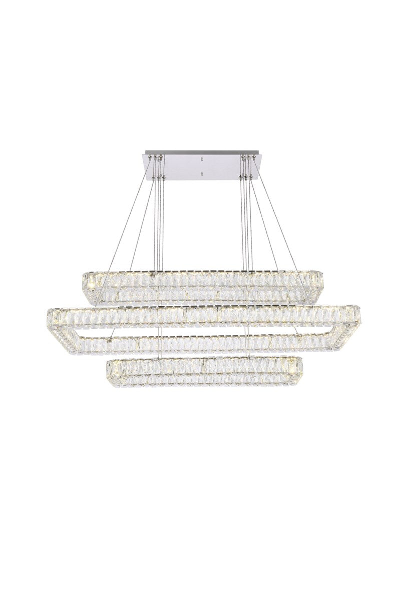 50 Inch Led Triple Rectangle Pendant In Chrome by Elegant Lighting