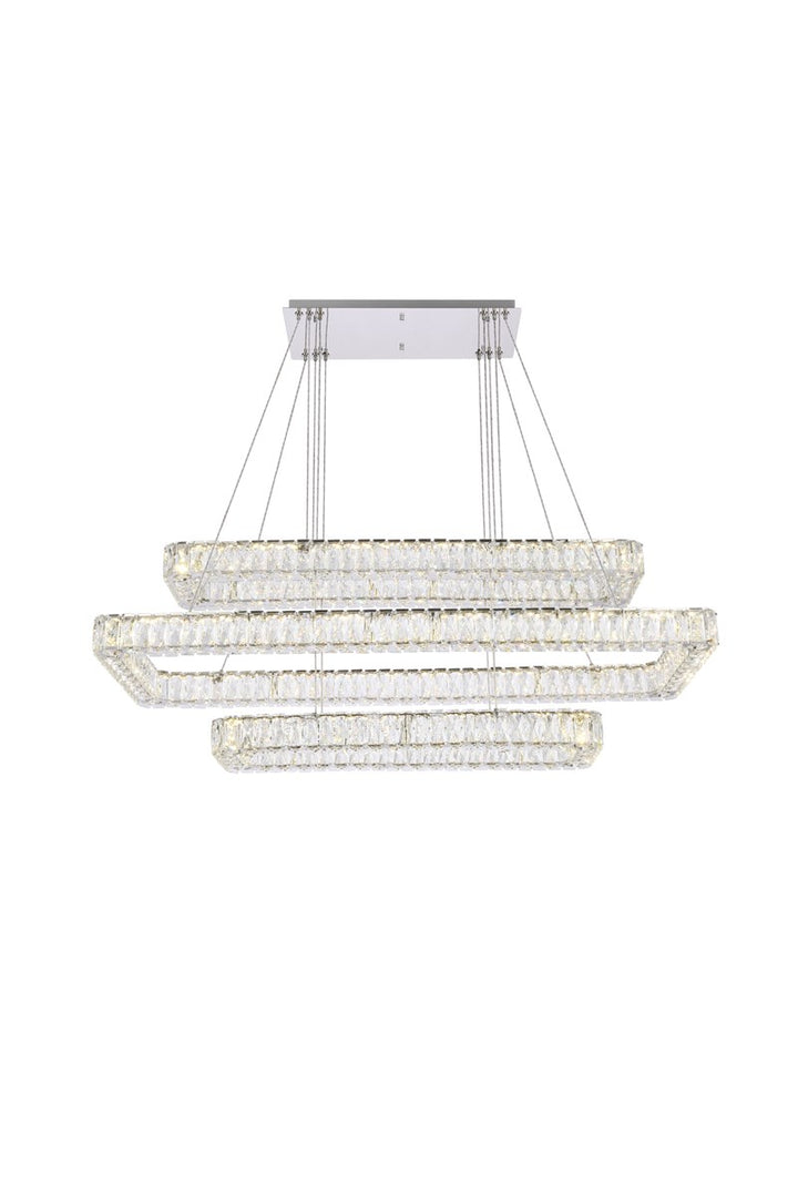 50 Inch Led Triple Rectangle Pendant In Chrome by Elegant Lighting