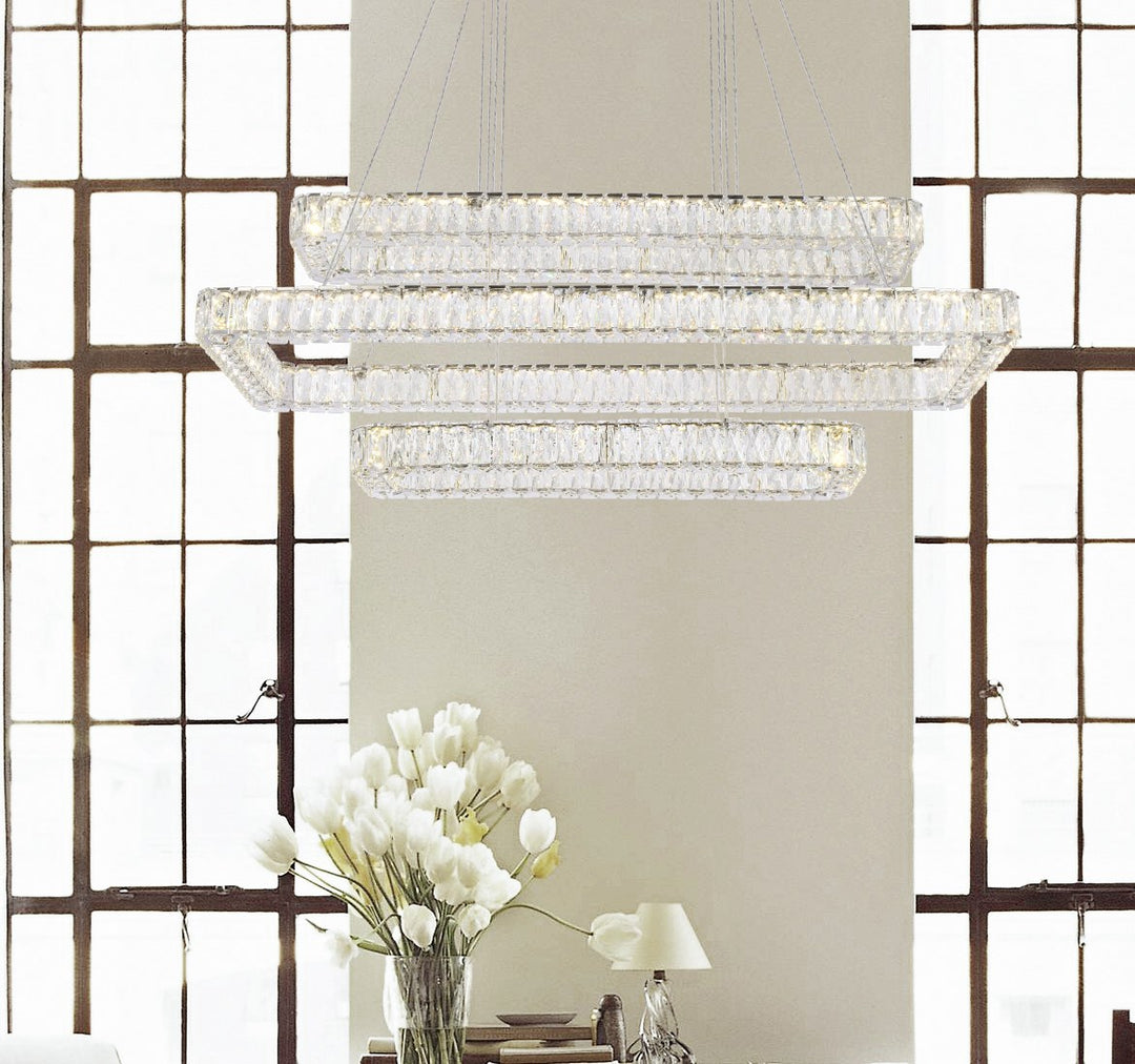 50 Inch Led Triple Rectangle Pendant In Chrome