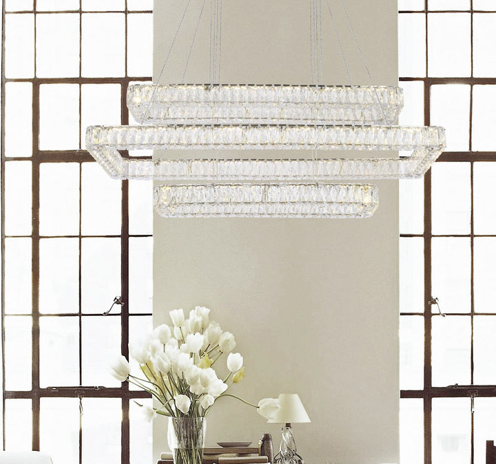 50 Inch Led Triple Rectangle Pendant In Chrome