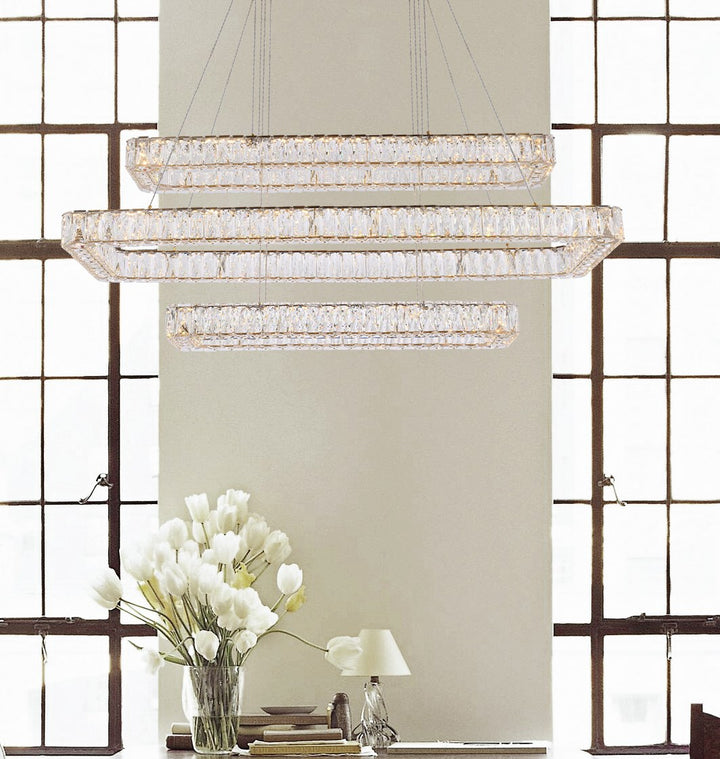 50 Inch Led Triple Rectangle Pendant In Gold