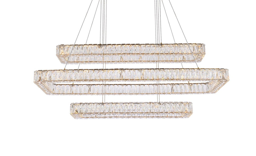 50 Inch Led Triple Rectangle Pendant In Gold