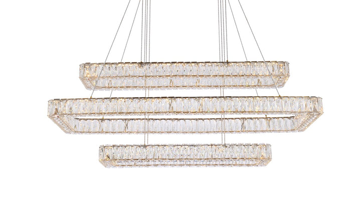 50 Inch Led Triple Rectangle Pendant In Gold