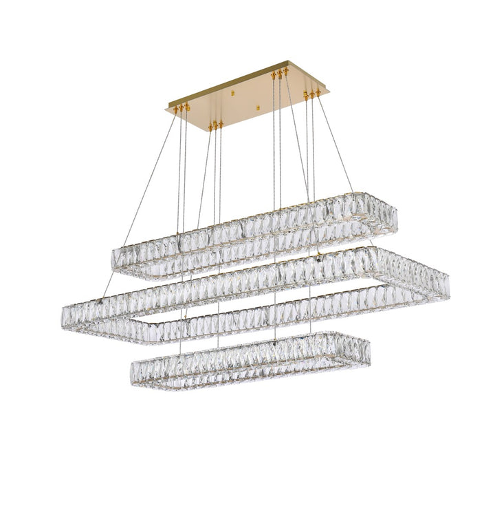50 Inch Led Triple Rectangle Pendant In Gold