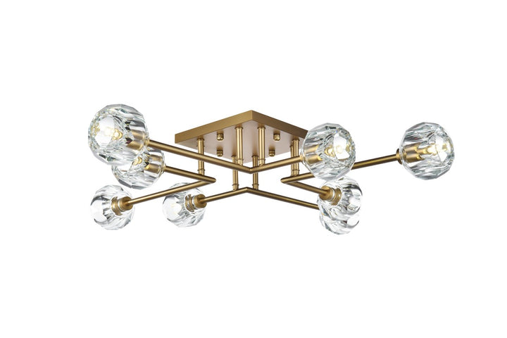 31 Inch Flush Mount In Satin Gold by Elegant Lighting