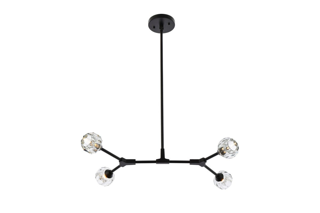 4 Light Pendant In Black by Elegant Lighting